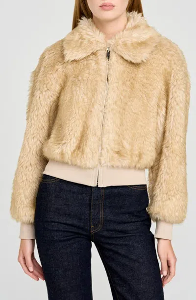 Wayf Nathalie Faux Fur Jacket In Beige