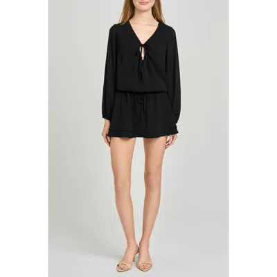 Wayf Nila Long Sleeve Minidress In Black