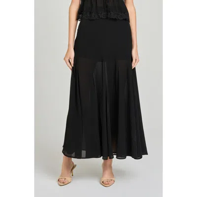 Wayf Norah Semisheer Skirt In Black