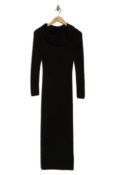 Wayf Off The Shoulder Long Sleeve Sweater Dress In Black