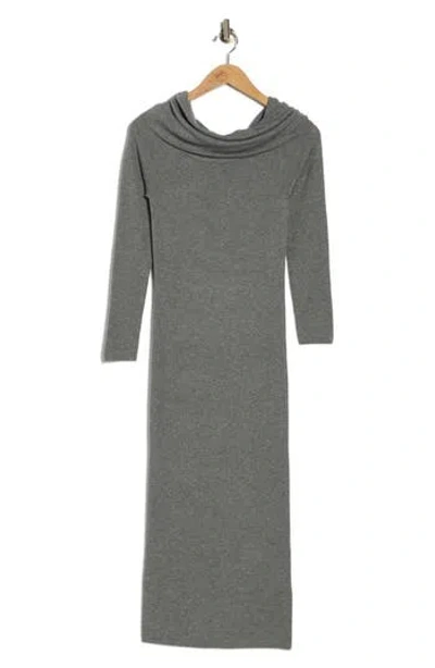 Wayf Off The Shoulder Long Sleeve Sweater Dress In Gray