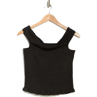 Wayf Off The Shoulder Smocked Top In Black