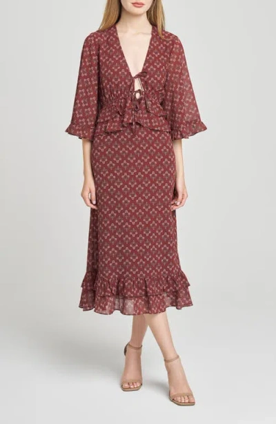 Wayf Ojai Midi Dress In Burgundy