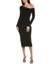 Wayf One-shoulder Midi Dress In Black