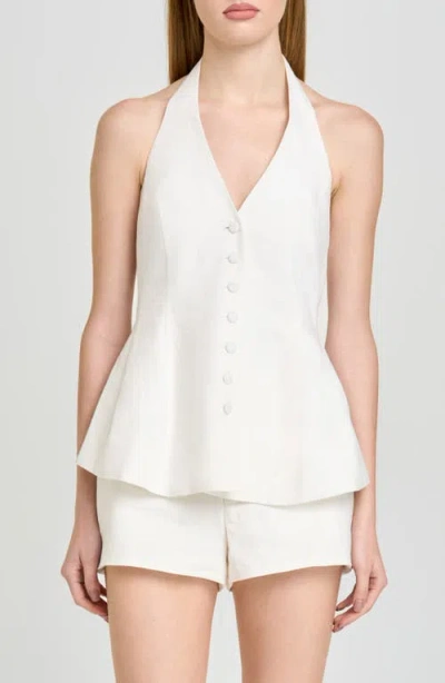 Wayf Paloma Button-up Peplum Halter Top In White