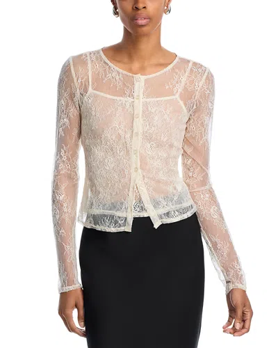 Wayf Penelope Lace Camisole & Cardigan Set In Cream