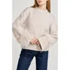 Wayf Pia Feather Trim Mock Neck Sweater In Neutral