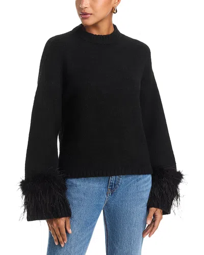 WAYF PIA FEATHER TRIM SWEATER