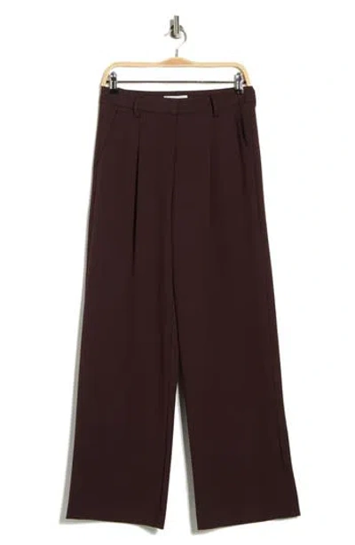 Wayf Pleated Wide Leg Trousers In Burgundy