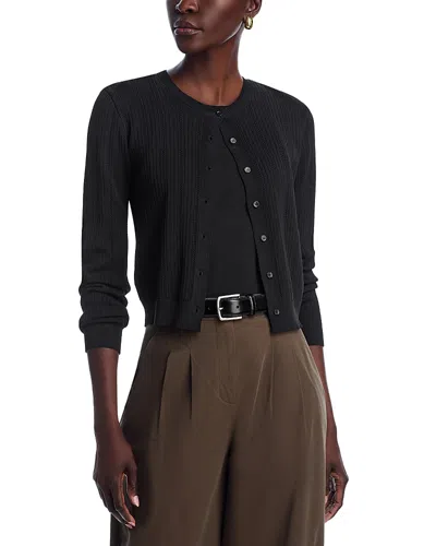 Wayf Pointelle Cardigan Sweater In Black
