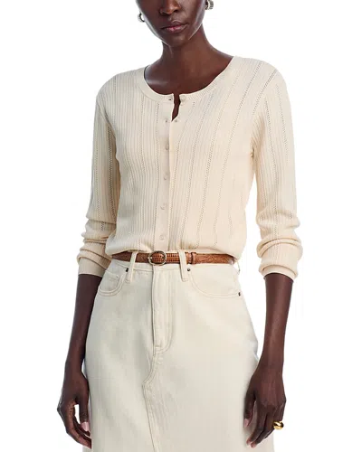 Wayf Pointelle Cardigan Sweater In Cream