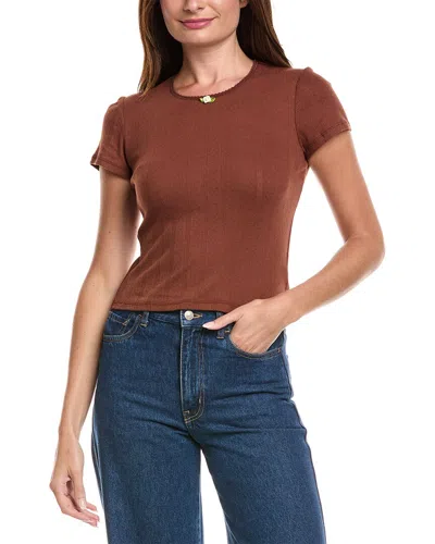 Wayf Pointelle T-shirt In Brown