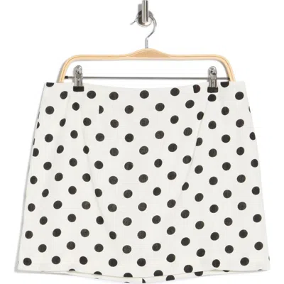 Wayf Polka Dot Linen Blend Miniskirt In White