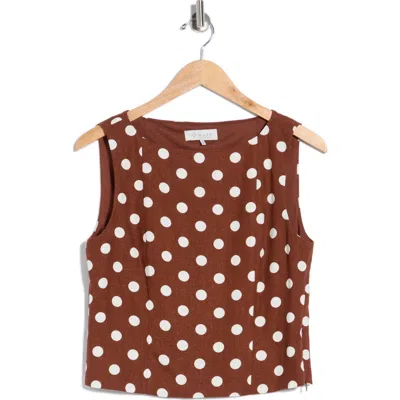 Wayf Polka Dot Linen Blend Tank In Brown