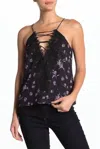 Wayf Posie Lace Floral Strappy Cami Top In Black In Black