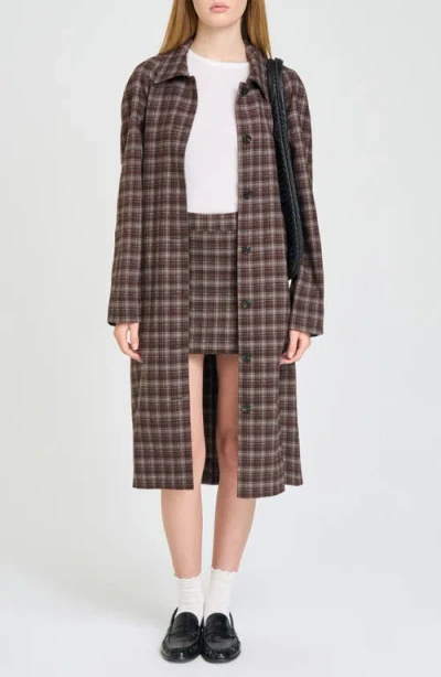 Wayf Presley Plaid Jacket In Brown