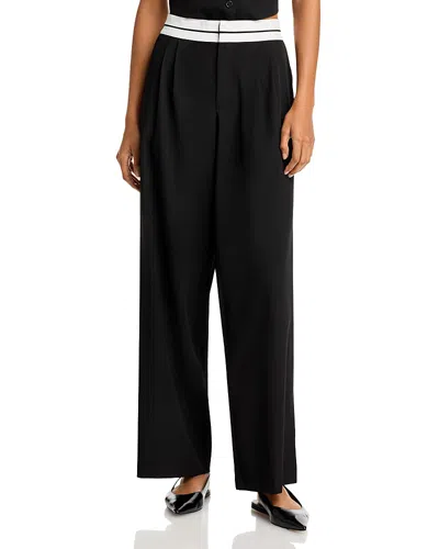 Wayf Preston Wide Leg Trousers In Black
