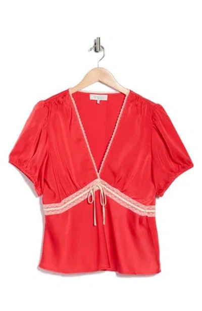 Wayf Puff Sleeve Peplum Top In Red