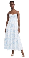 WAYF RACHELLE TIERED DRESS BLUE TOILE ROSES