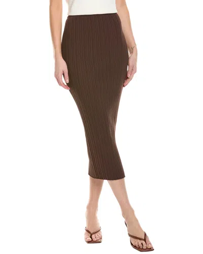 Wayf Ribbed Midi Skirt In Brown