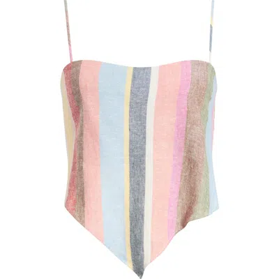 Wayf Rio Stripe Linen Blend Handkerchief Top In Multi