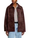 Wayf Rita Faux Suede Jacket In Brown