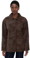 Wayf Rita Faux Suede Jacket Espresso In Brown