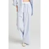 Wayf River Stripe Cotton Blend Drawstring Pants In Blue/ivory Pinstripe