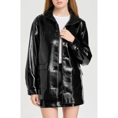 Wayf Rocky Faux Leather Jacket In Black