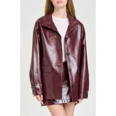 Wayf Rocky Faux Leather Jacket In Brown