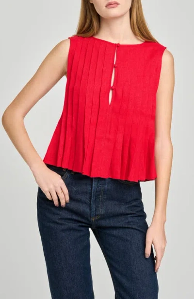 Wayf Romy Pleated Top In Red