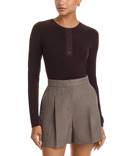 Wayf Rowan Henley Pullover In Brown