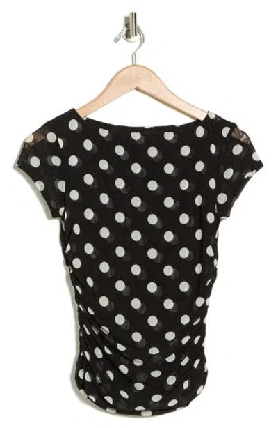 Wayf Ruched Cap Sleeve Top In Black