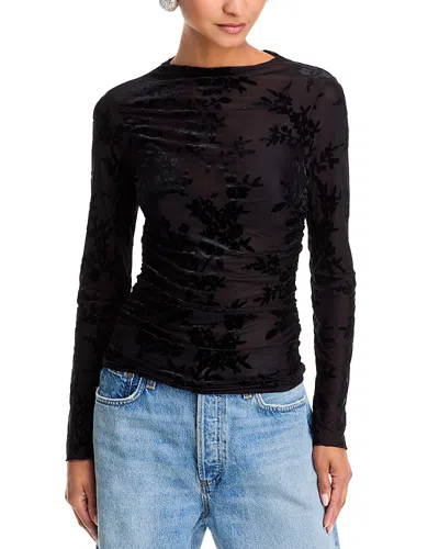 Wayf Ruched Floral Top In Black