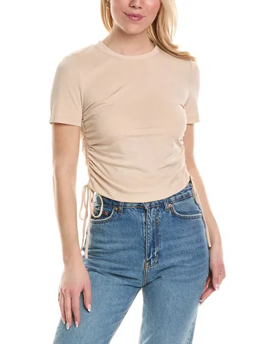 Wayf Ruched Knit Top In Neutral