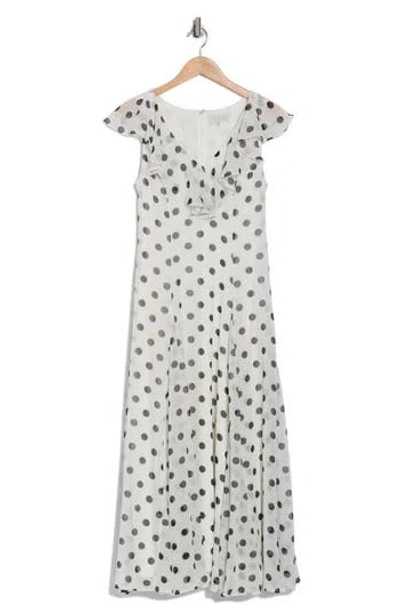 Wayf Ruffle Godet Maxi Dress In White