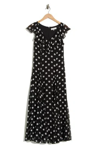 Wayf Ruffle Godet Midi Dress In Black