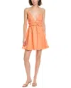 Wayf Ruffle Linen-blend Mini Dress In Orange
