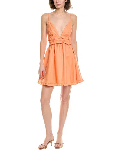 WAYF RUFFLE LINEN-BLEND MINI DRESS