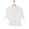 Wayf Ruffle Tie Front Top In White