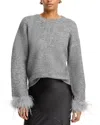 Wayf Sadie Feather Cuff Sweater In Heather Grey