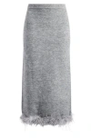 Wayf Sadie Feather Trim Knit Skirt In Heather Grey