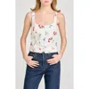 Wayf Sage Floral Button-up Stretch Cotton Tank In Ivory Blossom