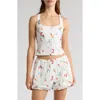 Wayf Sage Floral Button-up Stretch Cotton Tank In White