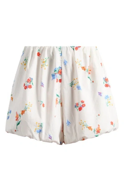 Wayf Sage Floral Stretch Cotton Bubble Shorts In Ivory Blossom