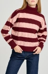 Wayf Sally Cable Knit Turtleneck Sweater In Red