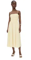 Wayf Sammie Pleat Strapless Stretch Cotton Sundress In Straw Yellow