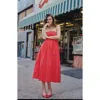 Wayf Sammie Pleat Strapless Stretch Cotton Sundress