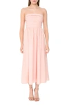 Wayf Sammie Pleat Strapless Stretch Cotton Sundress In Blush