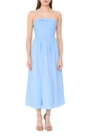 WAYF SAMMIE PLEAT STRAPLESS STRETCH COTTON SUNDRESS